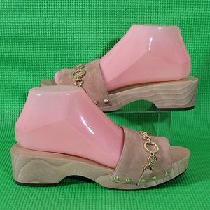 New Ann Taylor Chain Leather Clog Sliders - Women's 7.5M